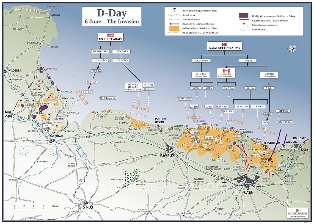 Airborne Assault Map for D-Day, D-Day +75